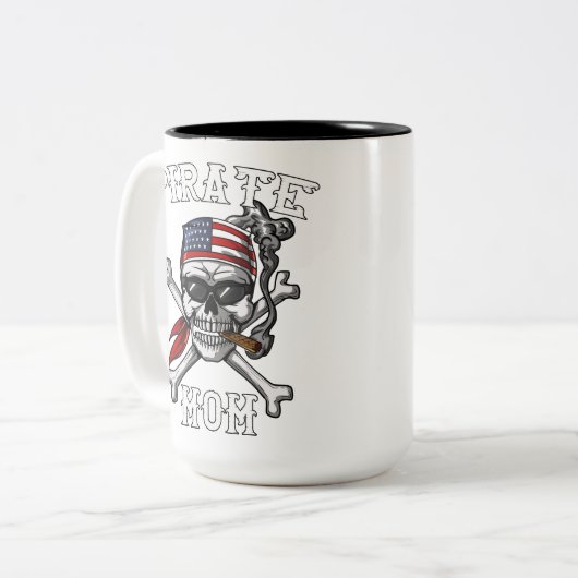 Pirate Ma Skull Sailor Kapitein Sailor Moeder Tweekleurige Koffiemok (Voorkant links)
