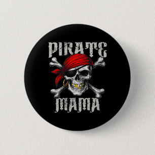 Pirate Mama Jolly Roger Vlag en schedel crossbones Ronde Button 5,7 Cm