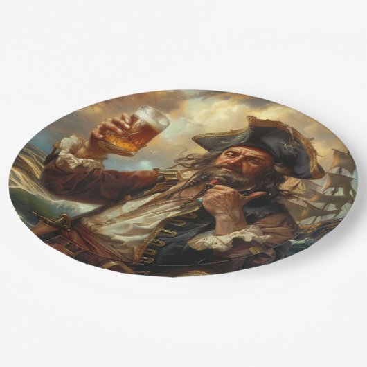 Pirate Man Cave Bar Drank Servies BBQ Papieren Bordje (Gekanteld)
