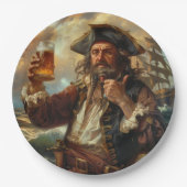 Pirate Man Cave Bar Drank Servies BBQ Papieren Bordje (Voorkant)