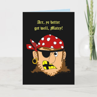 Pirate Man Funny Get Well Wenskaart Sjabloon
