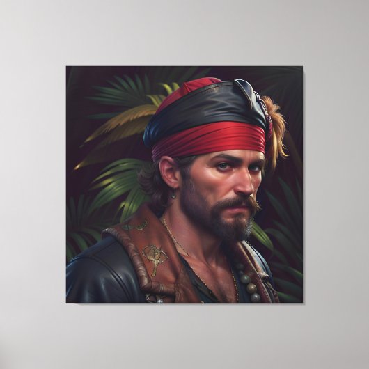 Pirate Man Rode Band Tropisch Canvas Afdruk (Voorkant)