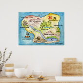 Pirate Map afdrukken - Groot Canvas Poster (Keuken)