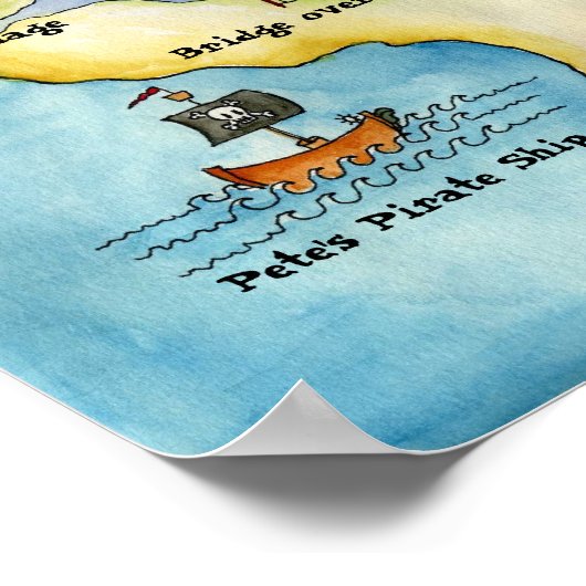 Pirate Map afdrukken - Portfolio Poster (Hoek)