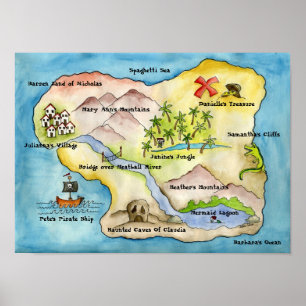 Pirate Map afdrukken - Portfolio Poster
