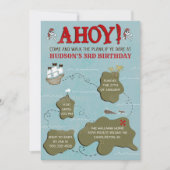 Pirate Map Birthday Party Invitation Kaart (Voorkant)