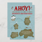 Pirate Map Birthday Party Invitation Kaart (Voorkant / Achterkant)