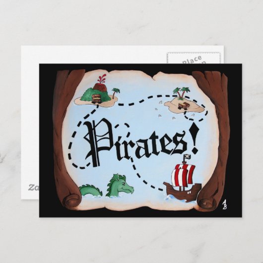 Pirate Map Briefkaart (Voorkant / Achterkant)