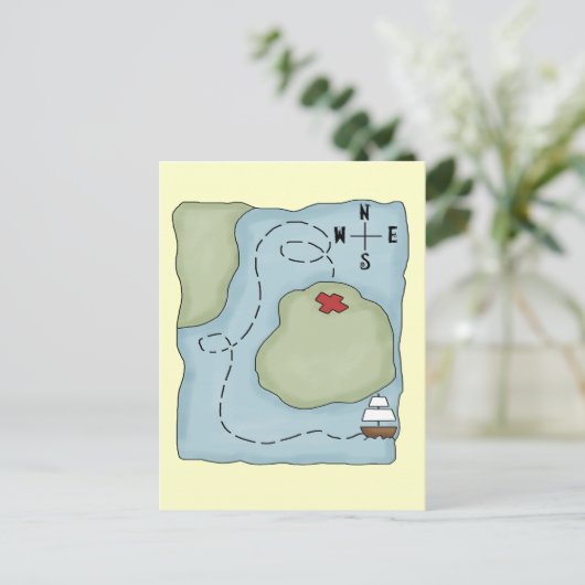 Pirate Map Briefkaart (Staand voorkant)