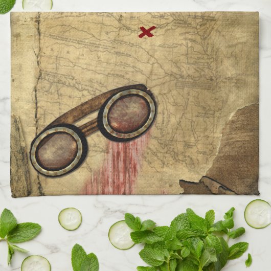 Pirate Map, Gold Coins en Theedoek (Gevouwen)