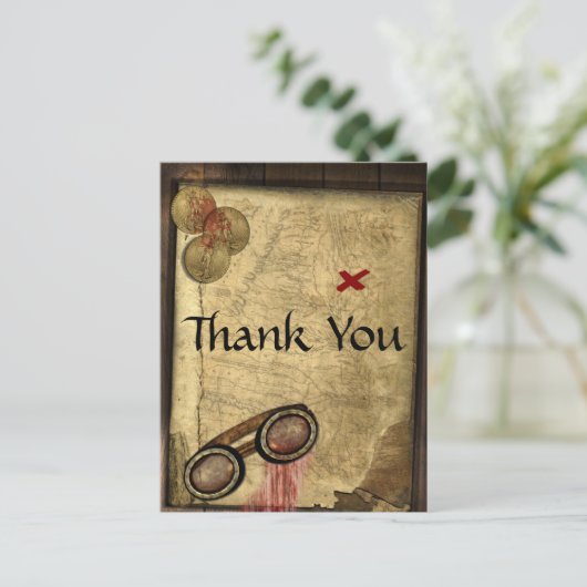  Pirate Map, Gouden Munten en  Look Briefkaart (Staand voorkant)