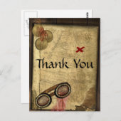  Pirate Map, Gouden Munten en  Look Briefkaart (Voorkant / Achterkant)