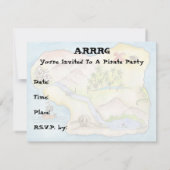 Pirate Map Party Invitation 4.25 x 5.5 inch Kaart (Achterkant)