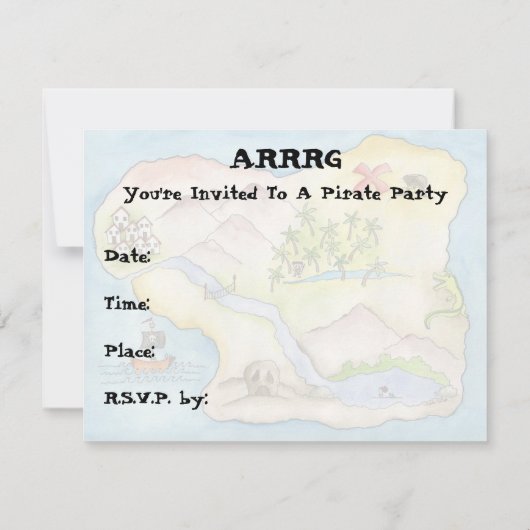 Pirate Map Party Invitation 4.25 x 5.5 inch Kaart (Achterkant)