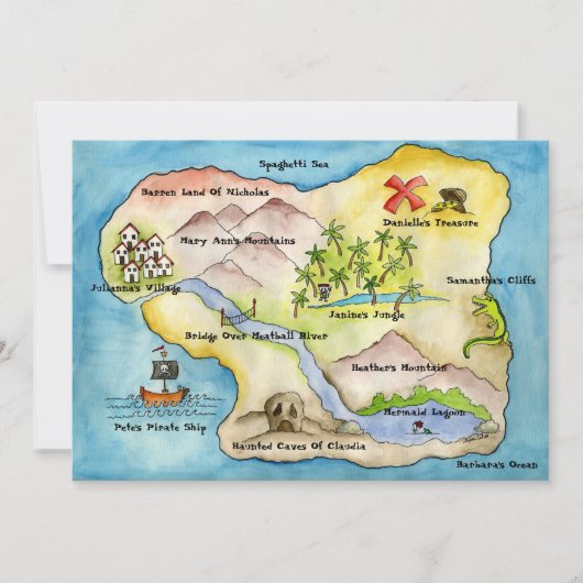 Pirate Map Party Invitation 5"x 7" Kaart (Voorkant)