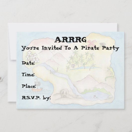 Pirate Map Party Invitation 5"x 7" Kaart (Achterkant)