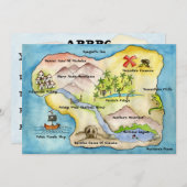 Pirate Map Party Invitation 5"x 7" Kaart (Voorkant / Achterkant)