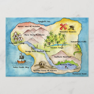 Pirate Map Party Invitation 5"x 7" Kaart