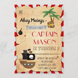Pirate map party verjaardagsuitnodiging kaart
