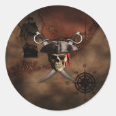 Pirate Map Ronde Sticker (Voorkant)