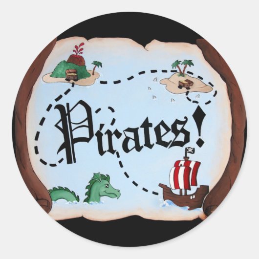 Pirate Map Ronde Sticker (Voorkant)