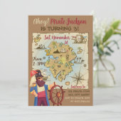 Pirate Map thema uitnodiging (Staand voorkant)