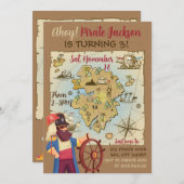 Pirate Map thema uitnodiging (Voorkant / Achterkant)