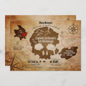 Pirate Map Uitnodiging (Voorkant / Achterkant)