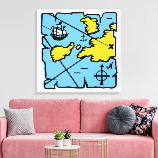  Pirate Map Verrekte Canvasafdruk (groot) Canvas Afdruk (Insitu (Woonkamer))