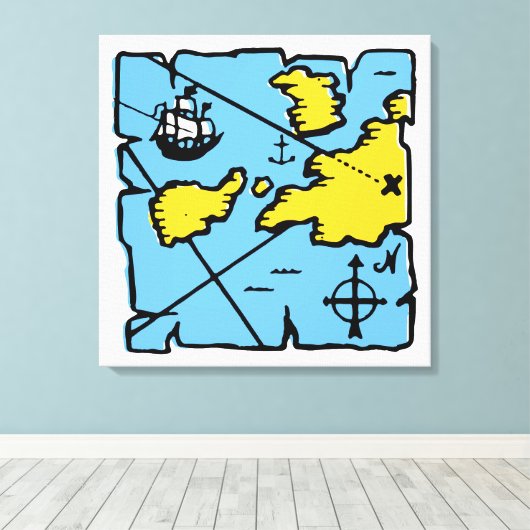  Pirate Map Verrekte Canvasafdruk (groot) Canvas Afdruk (Insitu (Houten vloer))