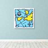 Pirate Map Verrekte Canvasafdruk (middelgroot) Canvas Afdruk (Insitu (Houten vloer))