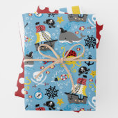 Pirate Marine Life Wrapping Paper Set (In situ)