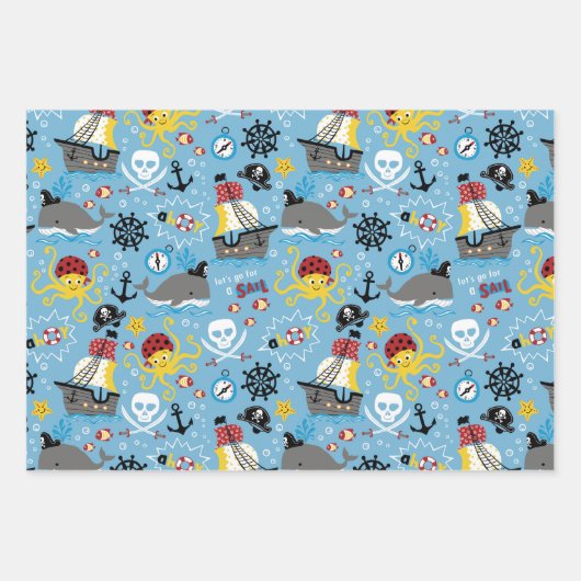 Pirate Marine Life Wrapping Paper Set (Voorkant)