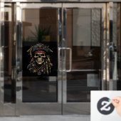 Pirate Mascot Venster Cling Raamsticker (Kantoordeur)