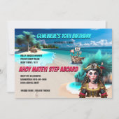 Pirate meisje eiland schat borst pirate schip kaart (Voorkant)