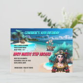 Pirate meisje eiland schat borst pirate schip kaart (Staand voorkant)