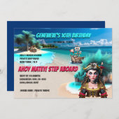 Pirate meisje eiland schat borst pirate schip kaart (Voorkant / Achterkant)