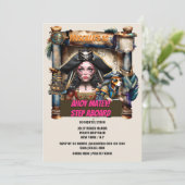Pirate meisje hond schatkaart verjaardag thema fee kaart (Staand voorkant)