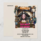 Pirate meisje hond schatkaart verjaardag thema fee kaart (Voorkant / Achterkant)