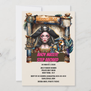 Pirate meisje hond schatkaart verjaardag thema fee kaart