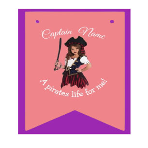 Pirate Meisje Roze Thema Vlaggetjes