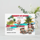 Pirate meisje schat borst tropisch eiland schip kaart (Staand voorkant)