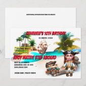 Pirate meisje schat borst tropisch eiland schip kaart (Voorkant / Achterkant)