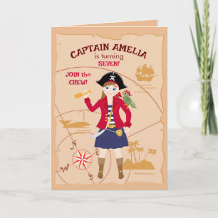 Pirate Meisje Schatkaart Leuk Verjaardagsfeest