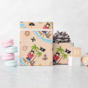 Pirate Meisje Schatkaart Leuk Verjaardagsfeest Cadeaupapier