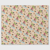 Pirate Meisje Schatkaart Leuk Verjaardagsfeest Cadeaupapier (Vlak)