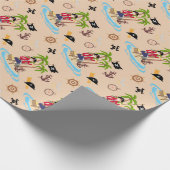 Pirate Meisje Schatkaart Leuk Verjaardagsfeest Cadeaupapier (Hoek)