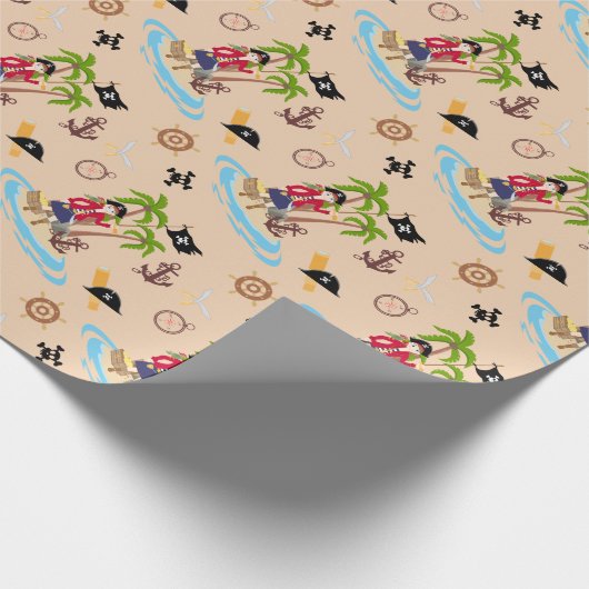 Pirate Meisje Schatkaart Leuk Verjaardagsfeest Cadeaupapier (Hoek)