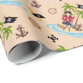 Pirate Meisje Schatkaart Leuk Verjaardagsfeest Cadeaupapier (Rol Hoek)