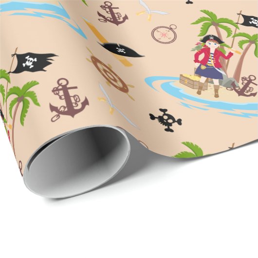 Pirate Meisje Schatkaart Leuk Verjaardagsfeest Cadeaupapier (Rol Hoek)